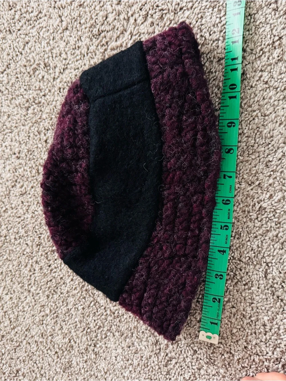 Womens Black and Plum Textured Cloche Hat with Flower Accent